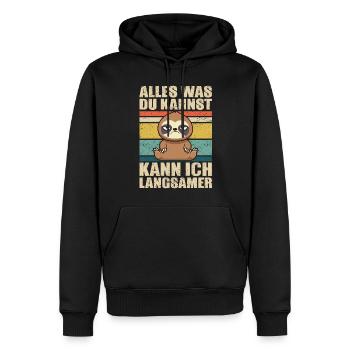 Faultier Ironie Büro Arbeitstier - Männer Premium Bio Hoodie - Schwarz - Vorne - Nico (187cm)