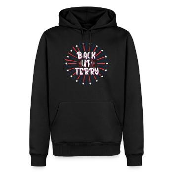 Back Up Terry setzte es umgekehrt am 4. Juli einwi - Männer Premium Bio Hoodie - Schwarz - Vorne - Nico (187cm)