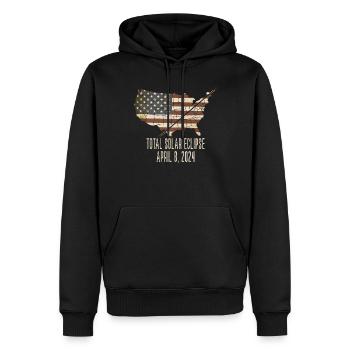 Total Solar Eclipse 8. April 2024 Totality USA Map - Männer Premium Bio Hoodie - Schwarz - Vorne - Nico (187cm)