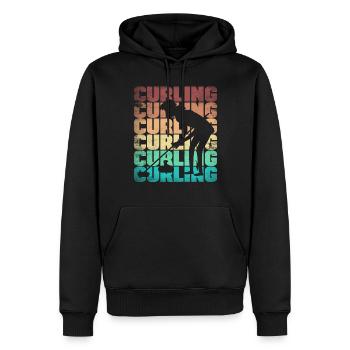 Curling Player Silhouette for a Curler - Men’s Premium Organic Hoodie - black - Front - Nico (187cm)