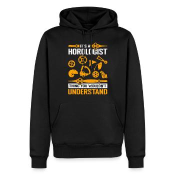 Uhrmacher Zeit Uhrwerk - Männer Premium Bio Hoodie - Schwarz - Vorne - Nico (187cm)