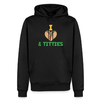 Ich liebe Tacos und Titties Lesbian Funny LGBT - Männer Premium Bio Hoodie - Schwarz - Vorne - Nico (187cm)
