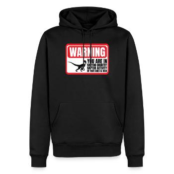 Raptor Warnschild Raptor Country Dinosaurier Rapto - Männer Premium Bio Hoodie - Schwarz - Vorne - Nico (187cm)
