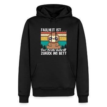 Faultier Müde Faulheit Schlafen - Männer Premium Bio Hoodie - Schwarz - Vorne - Nico (187cm)