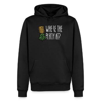 Wo die Party bei? Swinger verkehrt herum AnanasSwi - Männer Premium Bio Hoodie - Schwarz - Vorne - Nico (187cm)