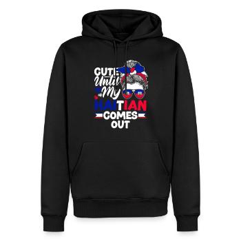 Haïti Haïti Haïti Drapeau Mignon Jusqu’à Mon Haïtien - Sweat à capuche Premium bio Homme - noir - Devant - Nico (187cm)