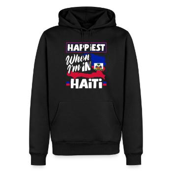 Haïti Haïti Haïti drapeau le plus heureux quand je suis en Haïti - Sweat à capuche Premium bio Homme - noir - Devant - Nico (187cm)