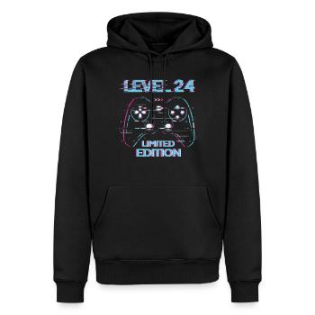 Anniversaire Niveau 24 Gaming Édition Limitée Gamer - Sweat à capuche Premium bio Homme - noir - Devant - Nico (187cm)