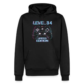Anniversaire Niveau 34 Gaming Édition Limitée Gamer - Sweat à capuche Premium bio Homme - noir - Devant - Nico (187cm)
