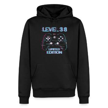 Birthday Level 38 Gaming Limited Edition Gamer - Men’s Premium Organic Hoodie - black - Front - Nico (187cm)