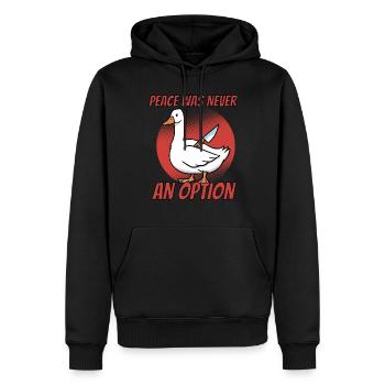 Frieden war nie eine Option - Männer Premium Bio Hoodie - Schwarz - Vorne - Nico (187cm)