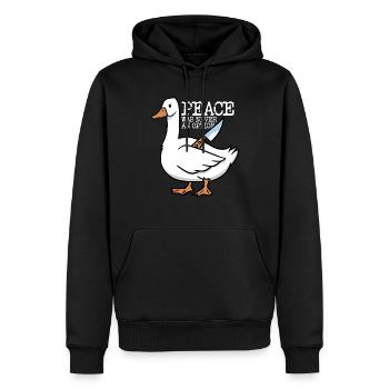 Frieden war nie eine Option - Männer Premium Bio Hoodie - Schwarz - Vorne - Nico (187cm)