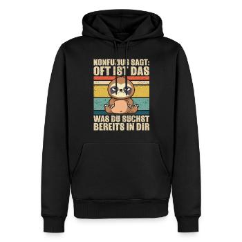 Hunger Faultier Fett Lustiger Spruch - Männer Premium Bio Hoodie - Schwarz - Vorne - Nico (187cm)
