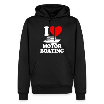 J'aime les bateaux à moteur Les propriétaires de bateaux aiment les bateaux à moteur - Sweat à capuche Premium bio Homme - noir - Devant - Nico (187cm)