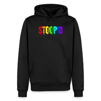 Stoopid Dripy Rainbow Dripin Lettre Streetwear - Sweat à capuche Premium bio Homme - noir - Devant - Nico (187cm)