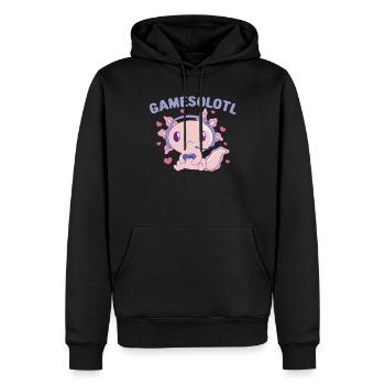 Gamesolotl Axolotl Video Game Player Gamer Axolotl - Männer Premium Bio Hoodie - Schwarz - Vorne - Nico (187cm)