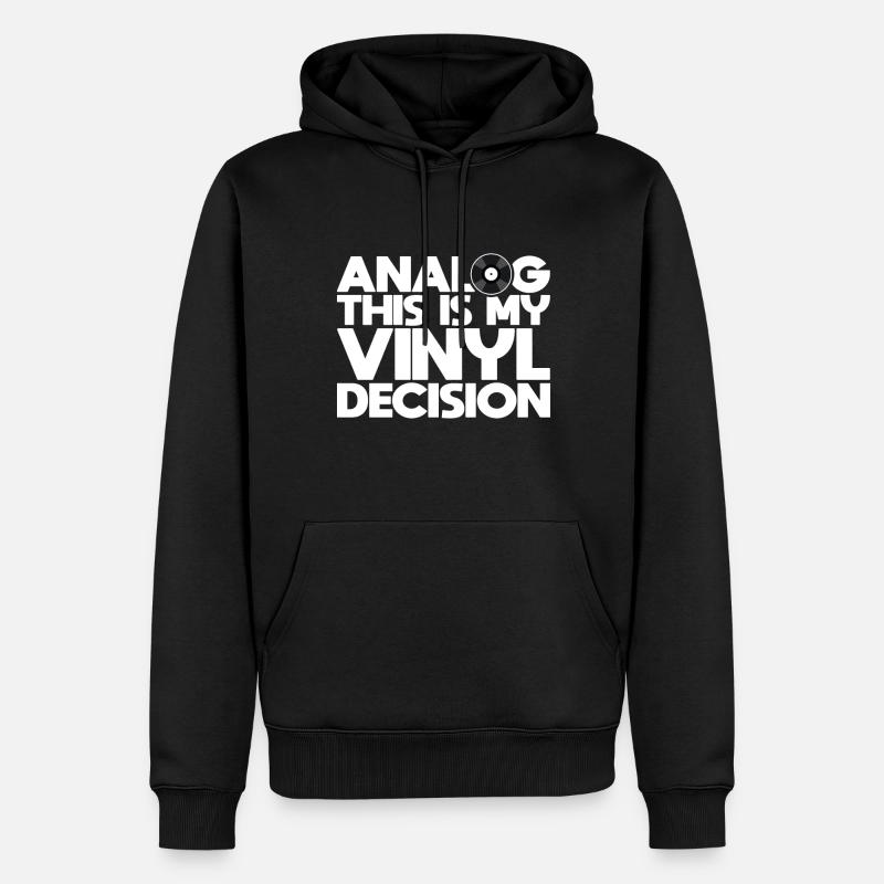 Disque analogique rétro vinyle - Sweat à capuche Premium bio Homme - noir