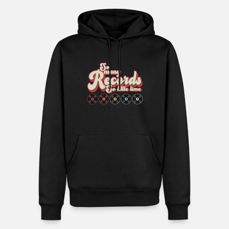 Disque Vinyle Rétro - Sweat à capuche Premium bio Homme - noir