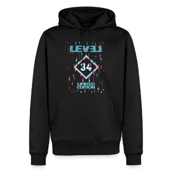 Anniversaire Niveau 34 Gaming Édition Limitée Gamer - Sweat à capuche Premium bio Homme - noir - Devant - Nico (187cm)