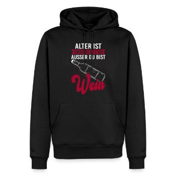 Winzer Alter Rotwein Weinbauer Wein - Männer Premium Bio Hoodie - Schwarz - Vorne - Nico (187cm)