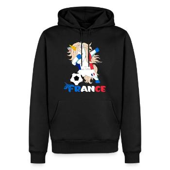 Drôle Dabbing Unicorn Supporter L'équipe de France - Sweat à capuche Premium bio Homme - noir - Devant - Nico (187cm)