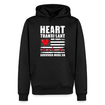 Heart transplant survivor - Men’s Premium Organic Hoodie - black - Front - Nico (187cm)