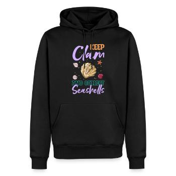 Collecteurs de coquillages Collecte des moules - Sweat à capuche Premium bio Homme - noir - Devant - Nico (187cm)