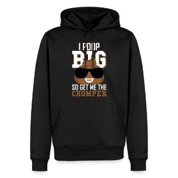 Ich kacke gro�, also setze mich das chomper lustig - Männer Premium Bio Hoodie - Schwarz - Vorne - Nico (187cm)