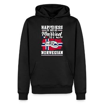 Norvège Le bonheur norvégien est marié à un - Sweat à capuche Premium bio Homme - noir - Devant - Nico (187cm)