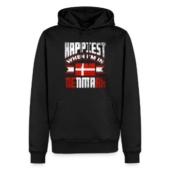 Danemark drapeau le plus heureux quand im in - Sweat à capuche Premium bio Homme - noir - Devant - Nico (187cm)