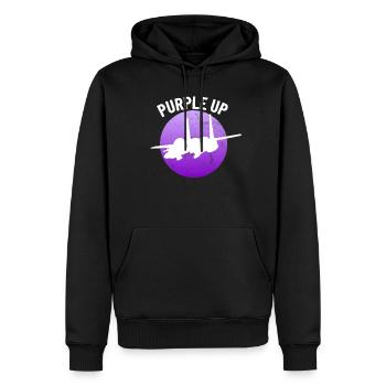 Lila up F15 Eagle Military Kinder Jungen F-15 - Männer Premium Bio Hoodie - Schwarz - Vorne - Nico (187cm)