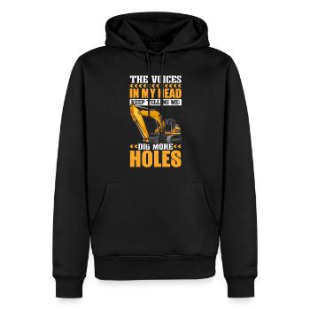Opérateur de pelle hydraulique Conducteur de pelle Drôle de creusement - Sweat à capuche Premium bio Homme - noir - Devant - Nico (187cm)