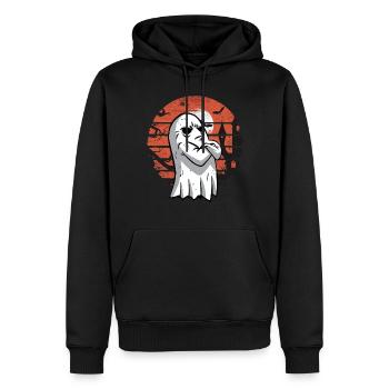 Ghost Halloween Sunset Ghost Halloween Boo Blatt - Männer Premium Bio Hoodie - Schwarz - Vorne - Nico (187cm)