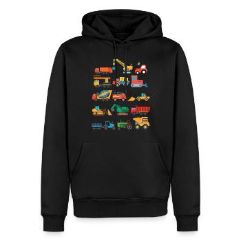 Bauwesen Jungen Bauweite LKWs - Männer Premium Bio Hoodie - Schwarz - Vorne - Nico (187cm)