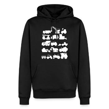 Bauwesen Jungen Bauweite LKWs - Männer Premium Bio Hoodie - Schwarz - Vorne - Nico (187cm)