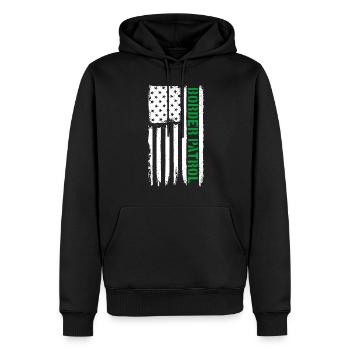 Border Patrol American Flagge d�nne gr�ne Linie - Männer Premium Bio Hoodie - Schwarz - Vorne - Nico (187cm)
