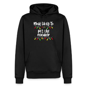 Très probablement que Noël sera le rentie - Sweat à capuche Premium bio Homme - noir - Devant - Nico (187cm)