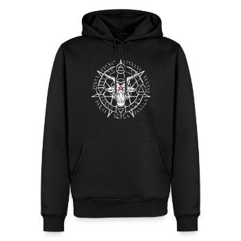 Satanischer Ziegenkopf Baphomet Teufelanbeter - Männer Premium Bio Hoodie - Schwarz - Vorne - Nico (187cm)