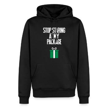 H�r auf, auf mein Paket f�r Erwachsene Humor Weihn - Männer Premium Bio Hoodie - Schwarz - Vorne - Nico (187cm)