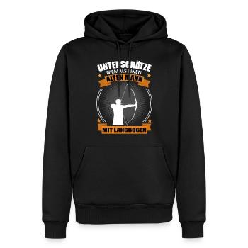Bogenschießen Alter Mann Spruch Geschenk - Männer Premium Bio Hoodie - Schwarz - Vorne - Nico (187cm)