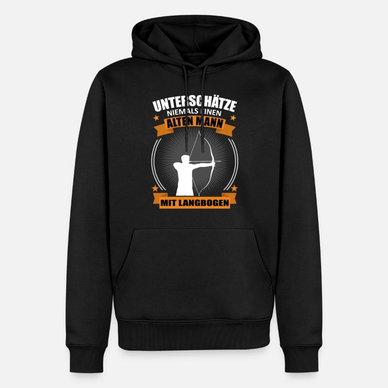Bogenschießen Alter Mann Spruch Geschenk - Männer Premium Bio Hoodie - Schwarz