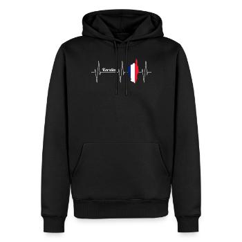 Corse Carte Heartbeat Line Cadeau - Sweat à capuche Premium bio Homme - noir - Devant - Nico (187cm)