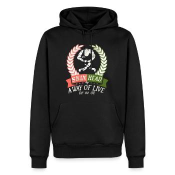 Oi Skinhead, Skinhead Girl, Punk - Men’s Premium Organic Hoodie - black - Front - Nico (187cm)