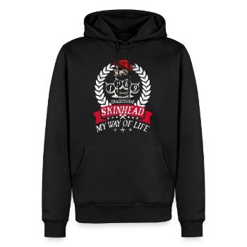Oi Skinhead, Skinhead Girl, Punk - Men’s Premium Organic Hoodie - black - Front - Nico (187cm)