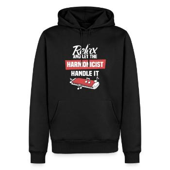 Mundharmonika lustig Mundharmonikaspieler - Männer Premium Bio Hoodie - Schwarz - Vorne - Nico (187cm)