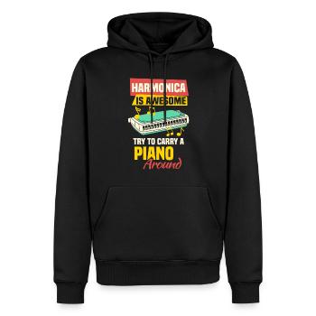 Harmonica funny harmonica player - Men’s Premium Organic Hoodie - black - Front - Nico (187cm)