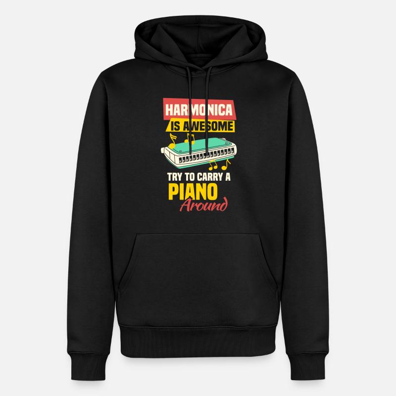 Harmonica funny harmonica player - Men’s Premium Organic Hoodie - black
