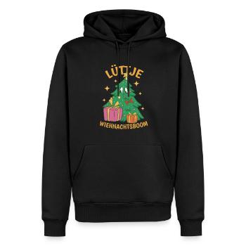 Lüttje Wiehnachtsboom Plattdeutsch - Männer Premium Bio Hoodie - Schwarz - Vorne - Nico (187cm)