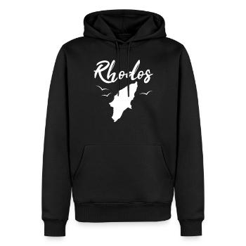 Rhodos Karte Griechische Insel Urlaub Geschenk - Männer Premium Bio Hoodie - Schwarz - Vorne - Nico (187cm)