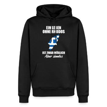 Rhodos Insel Lustiger Spruch Urlaub Geschenk - Männer Premium Bio Hoodie - Schwarz - Vorne - Nico (187cm)